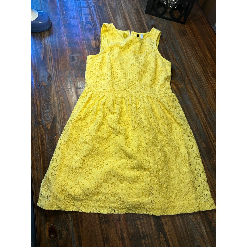 Kensie Yellow Floral Lace Dress Sleeveless Party Casual Outfit Woman's‎ Medium